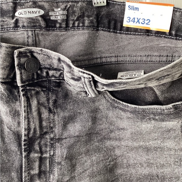 Old Navy NWT Slim Built-In-Tough/Built-In-Flex Men Black/Gray Jeans Sz 34X32 - Picture 3 of 5